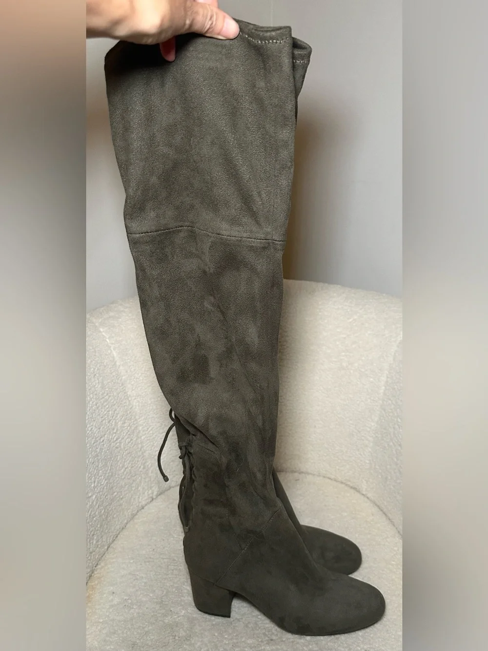 ALDO Adessi Green Olive Suede Tall Over-the-Knee Boots Fall Equestrian Preppy 7